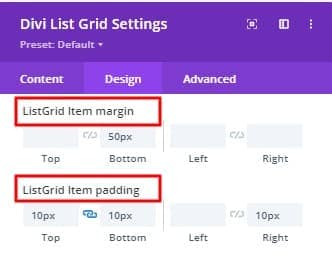 Divi list grid item design-3 spacing